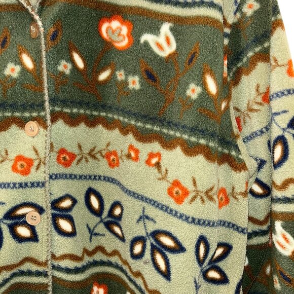 Jason Maxwell Vintage Forest green floral print fleece shacket button do… - Picture 3 of 5
